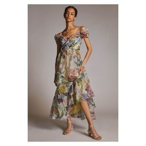 Floral Off-Shoulder Midi Dress in Multi